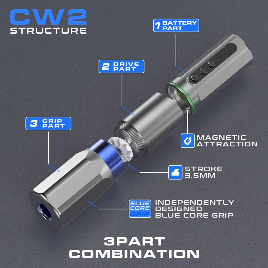 CNC Digital Electric Wireless Battery Body Art Tattoo Gun Professional Rotary Tattoo Pen